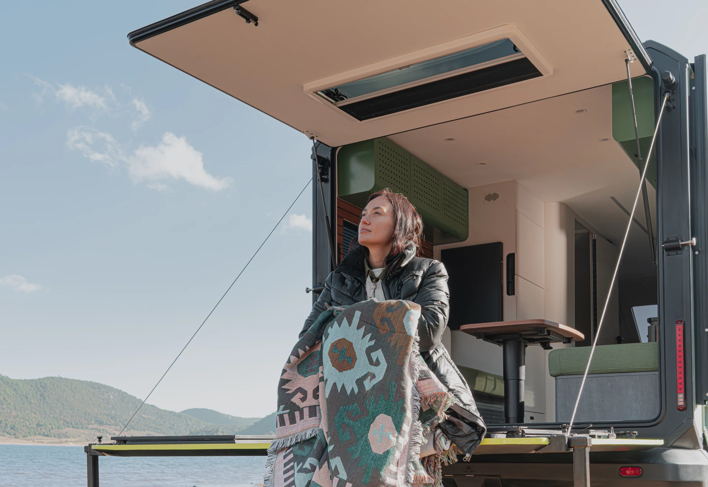 A different style of travel trailer loaded with features