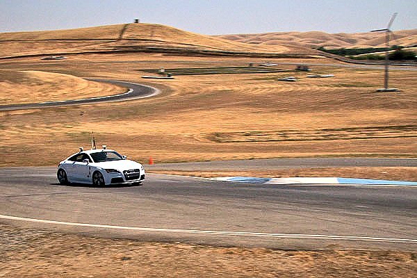 Shelley coming off a chicane into a straightaway at Thunderhill Raceway