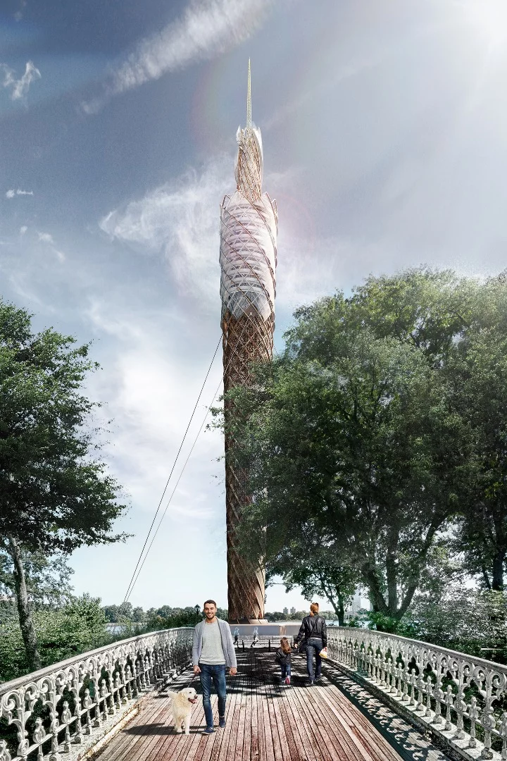 The Central Park Tower would feature stabilizing cables and be anchored to a base structure of pre-cast concrete