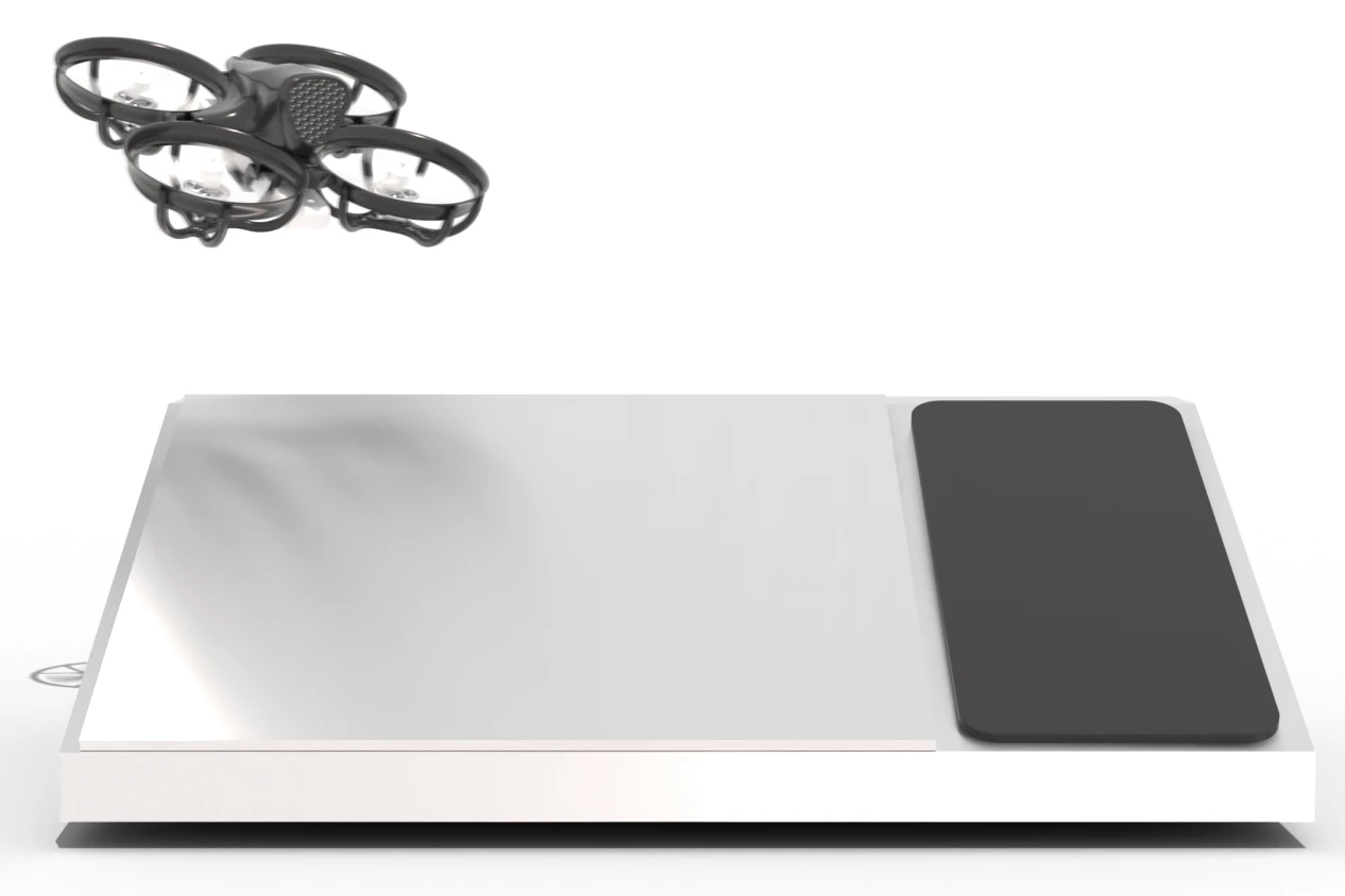 The drone comes with its own base station