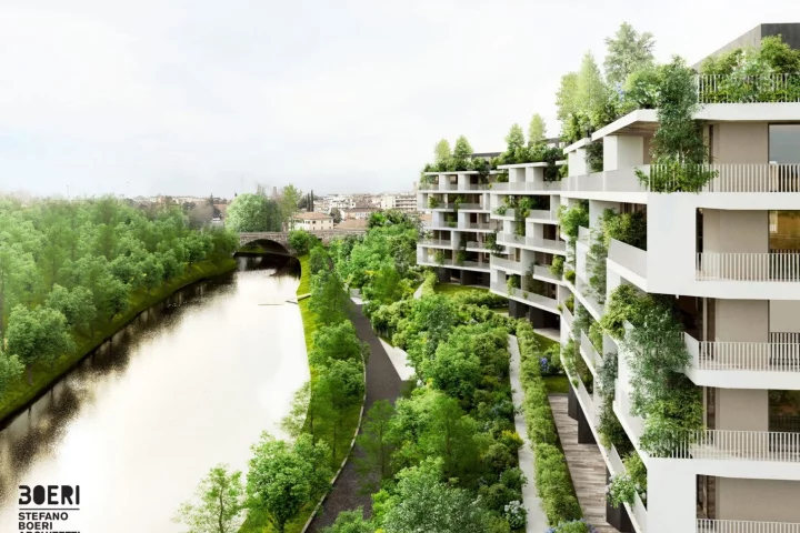 The buildings making up the Cà delle Alzaie project, each carefully oriented in order to create ideal window placements, for reasons of both privacy and energy consumption