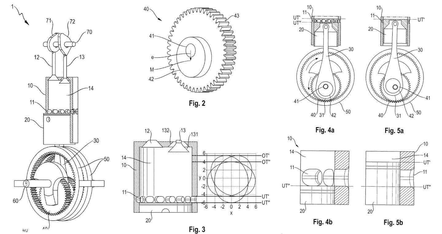 Porsche's 6-stroke engine design patent figures from Porsche's patent application