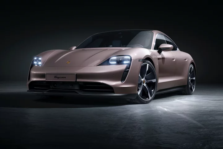 The Porsche Taycan has a range of 431 km (268 mi) with its standard battery, or 484 km (301 mi) with an upgrade