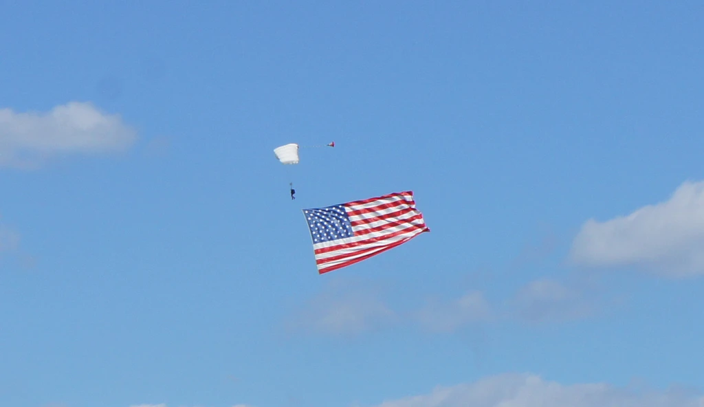 Skydivers were part of the daily airshows at Oshkosh 2010