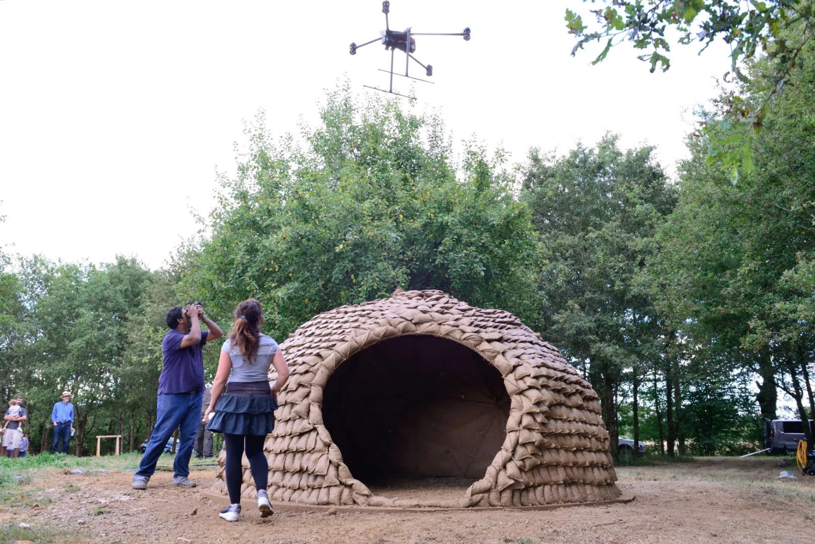 A mud-spraying drone goes to work