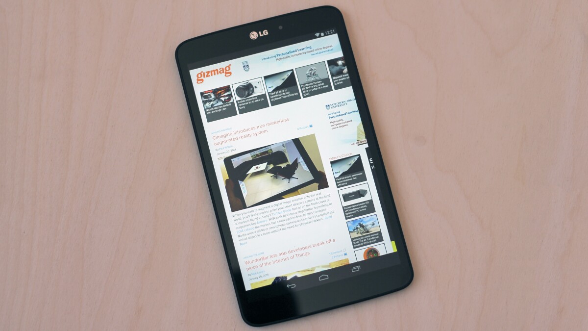 The G Pad's 8.3-in screen is five percent bigger than the iPad mini's