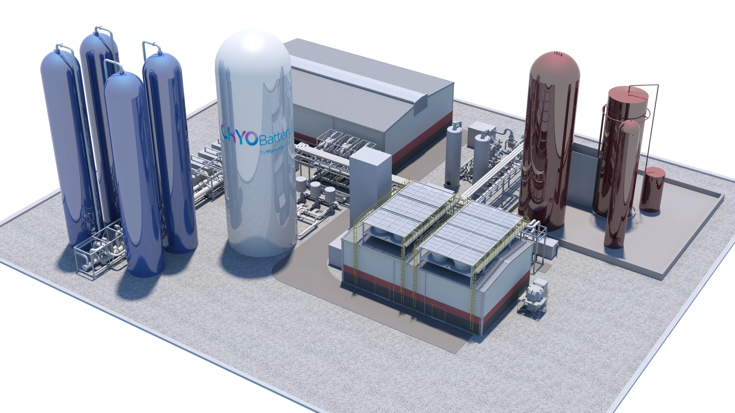 A rendering of the 50-MW/250-MWh CRYOBattery