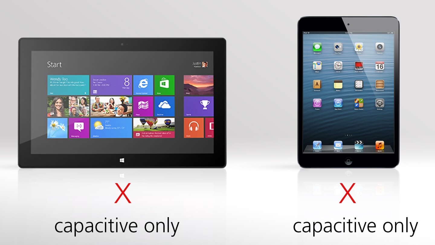 Neither tablet has a digitizer for Wacom-based styluses