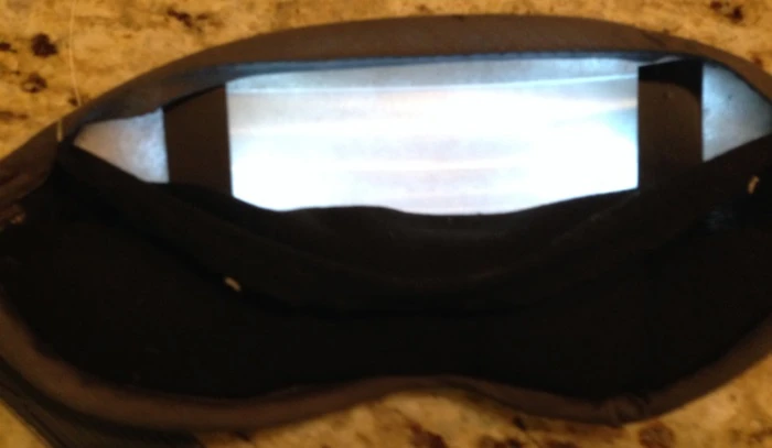 The Napwell mask as seen from the inside, with an LED lighting system that gradually brightens
