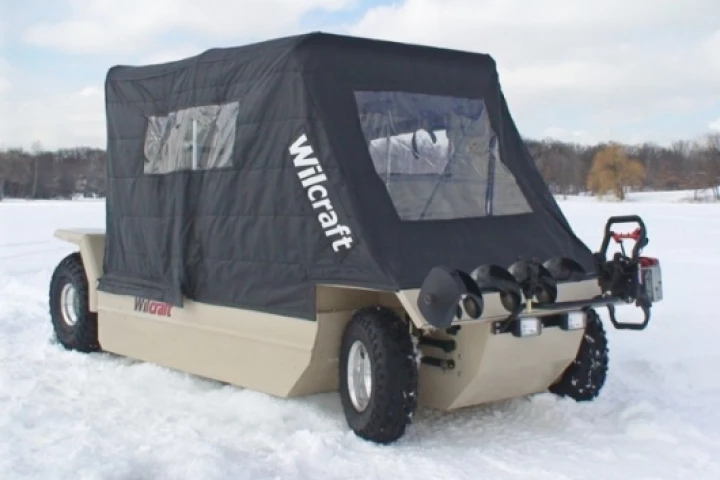 The Wilcraft amphibious mobile ice-fishing cabin