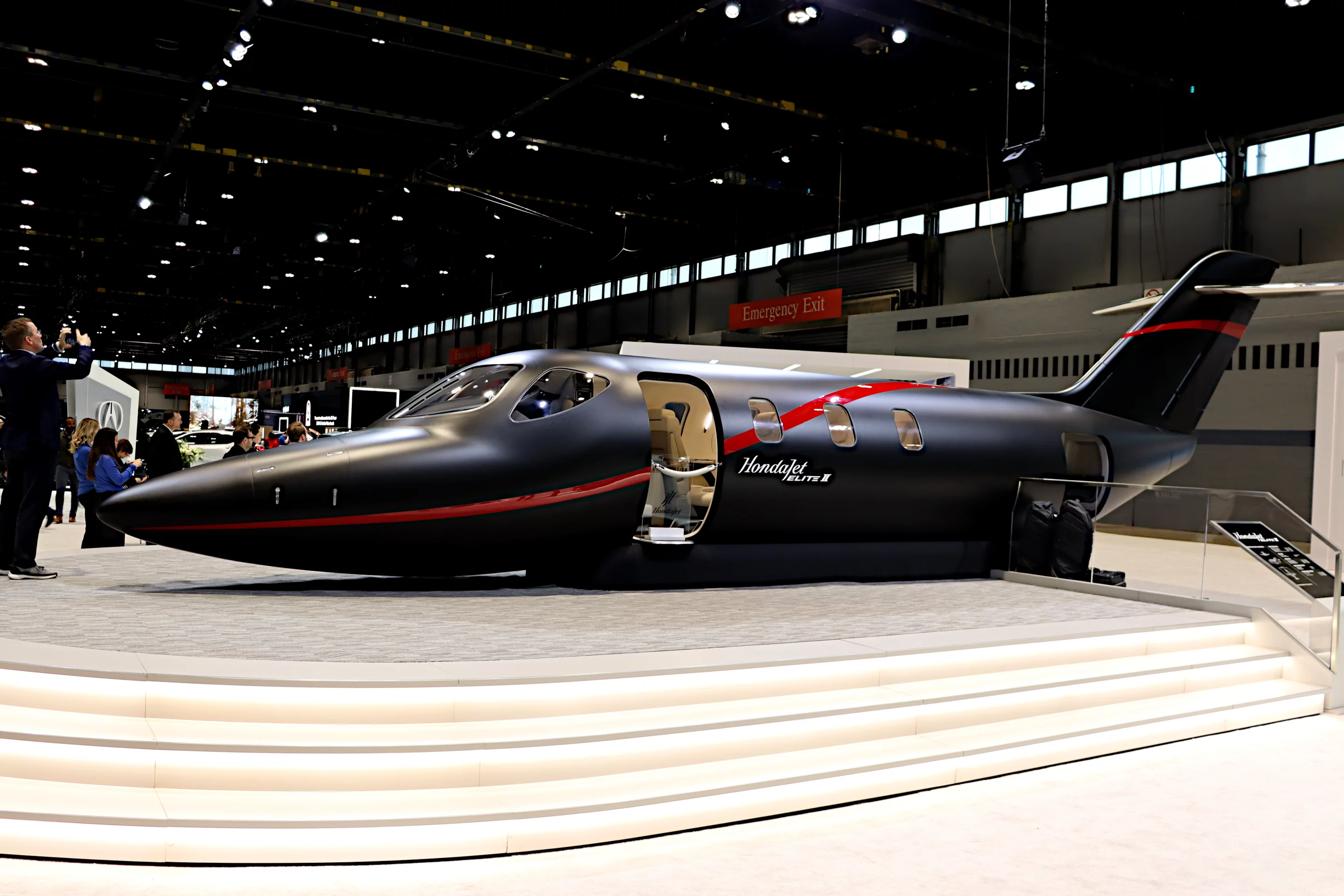 The Honda booth at Chicago Auto Show 2023 features its latest HondaJet model