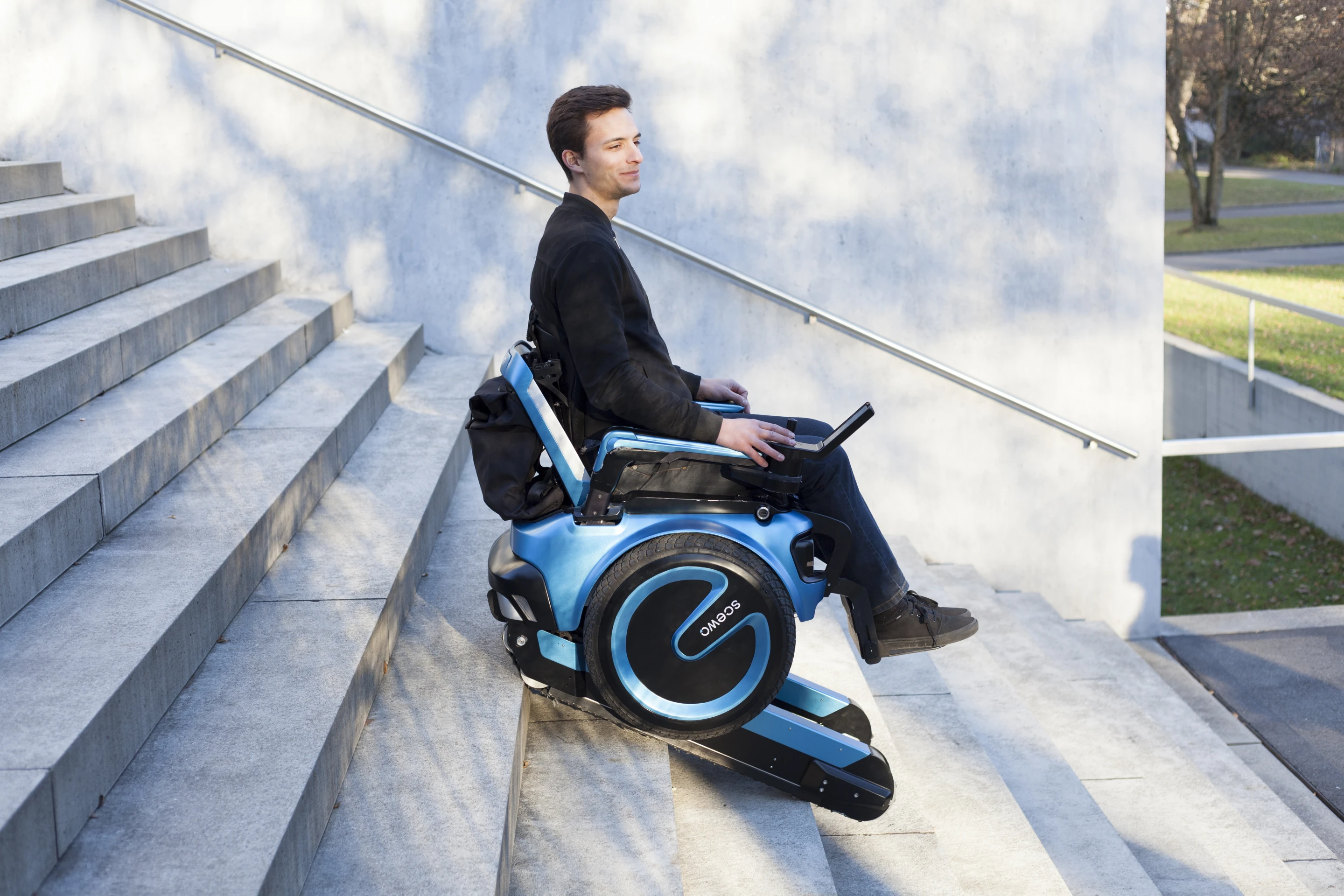 The Scewo is a latest, and most stylish, iteration of a stair climbing wheelchair from a team of Zurich-based designers