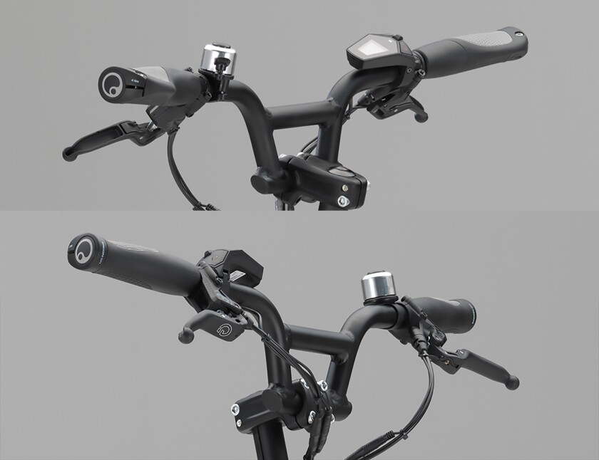 The X2City operates as a traditional kick scooter and the rider needs to propel it up to 6 km/h before the electric drive can be engaged, and even then, there is no traditional "throttle". The operating unit on the handlebars offers five speeds in quantum jumps of 8, 12, 16, 20 and 25 km/h. The above image is all we have to imagine how that works, and it appears to work like a paddle-shift on a car, though operated with the right thumb.