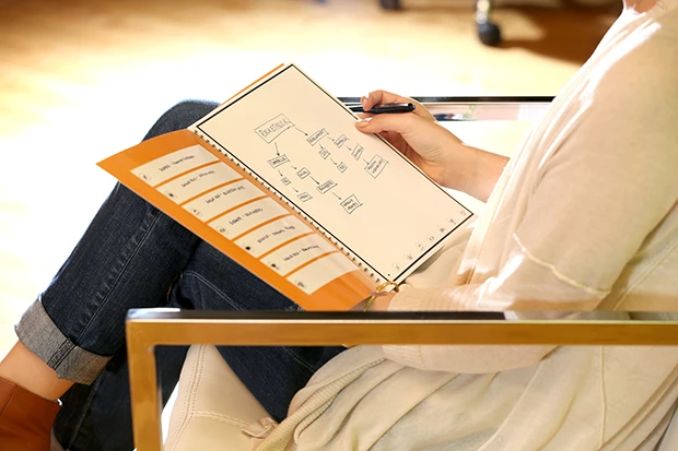 In addition to shooting handwritten notes and doodles to the cloud, when it fills up users can stick the book in the microwave to wipe its pages clean