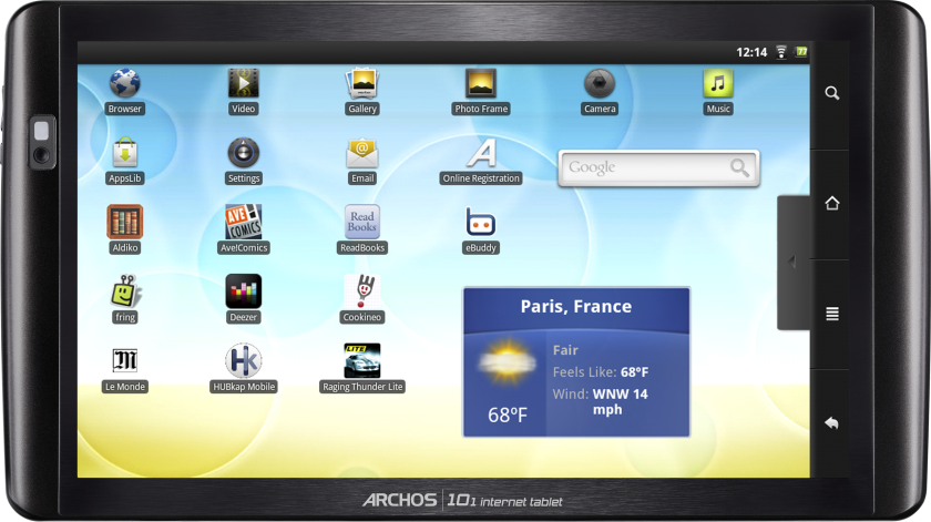 The Archos 101 Internet Tablet with a 10.1-inch, 1024 x 600 resolution capacitive multi-touch widescreen display and a zippy ARM Cortex A8 1GHz processor