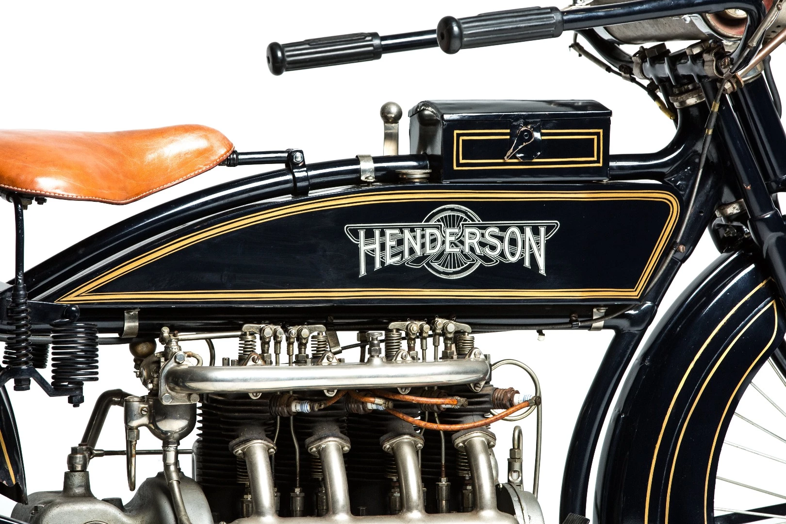 The most important celebrity owner for motorcycle enthusiasts is of course, Steve McQueen and this 1917 Henderson 4 was formerly owned by mcQueen and purchased at the Steve McQueen estate auction in Las Vegas in 1984. It sold for $209,000 at the EJ Cole Collection auction in 2015