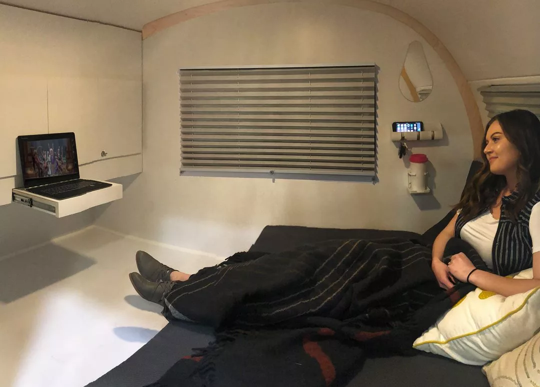 Using the Bean mattress as a cozy sofa for TV viewing