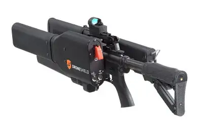 The makers list the Dronegun's range at 1.3 mi (2 km)
