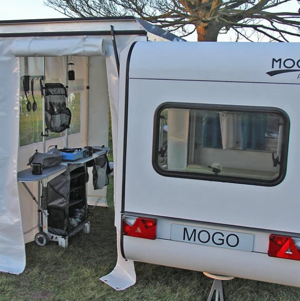 The Mogo trailer with awning and Grub Hub