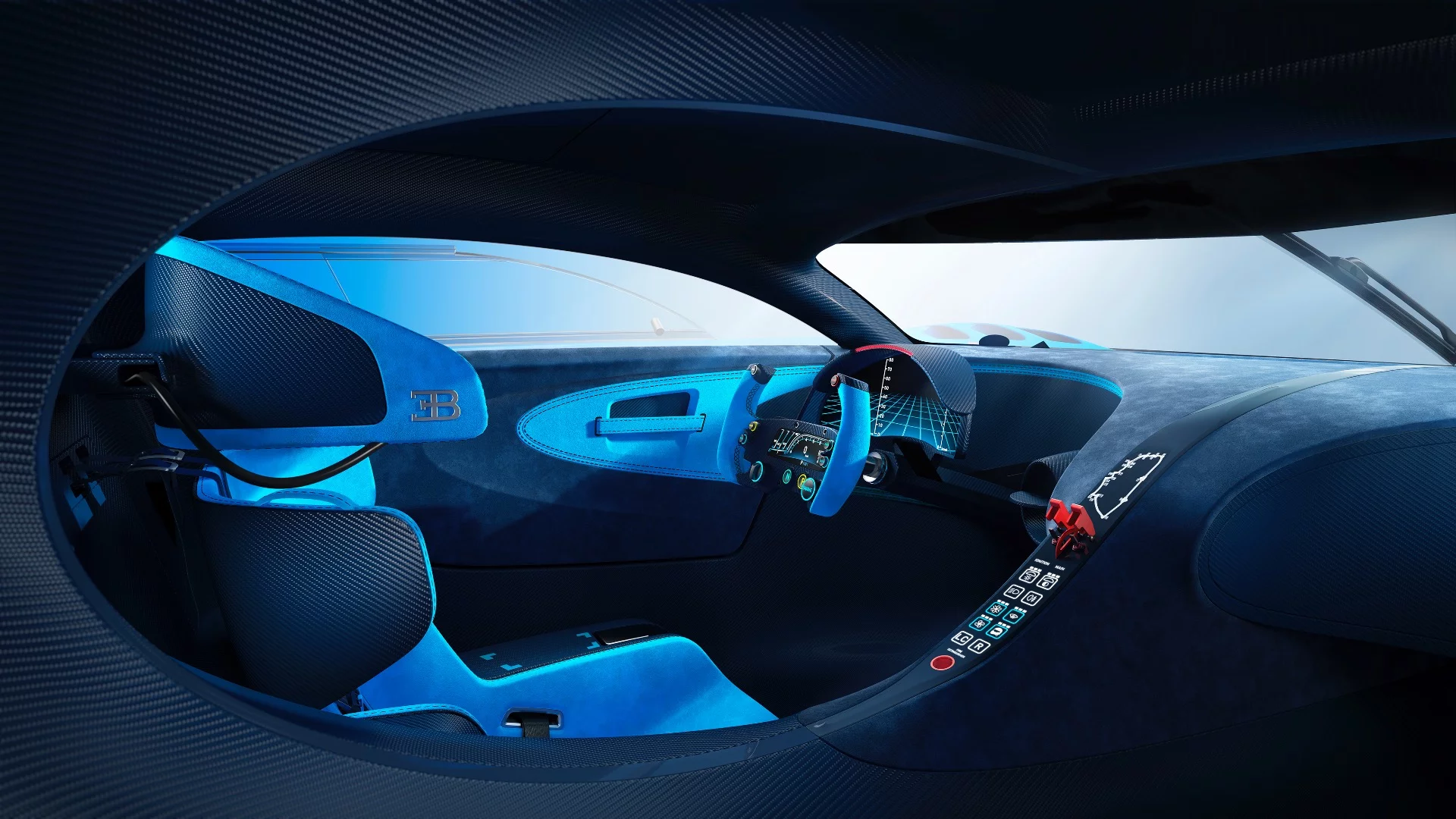 Bugatti hasn't said much about the interior, outside of promising a driver-centric race car cockpit