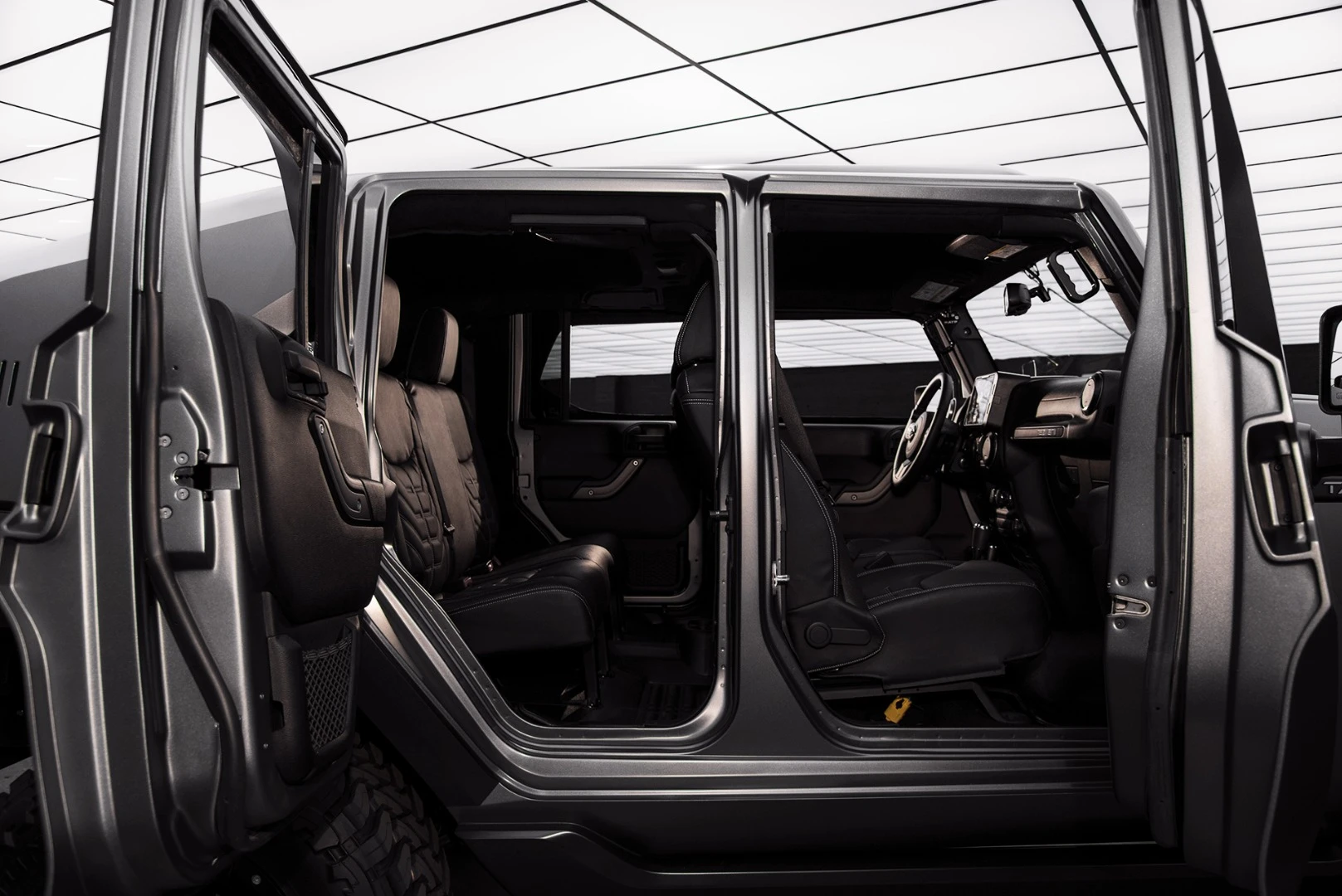 Rezvani offers an upgraded interior with leather, suede and a head-up display
