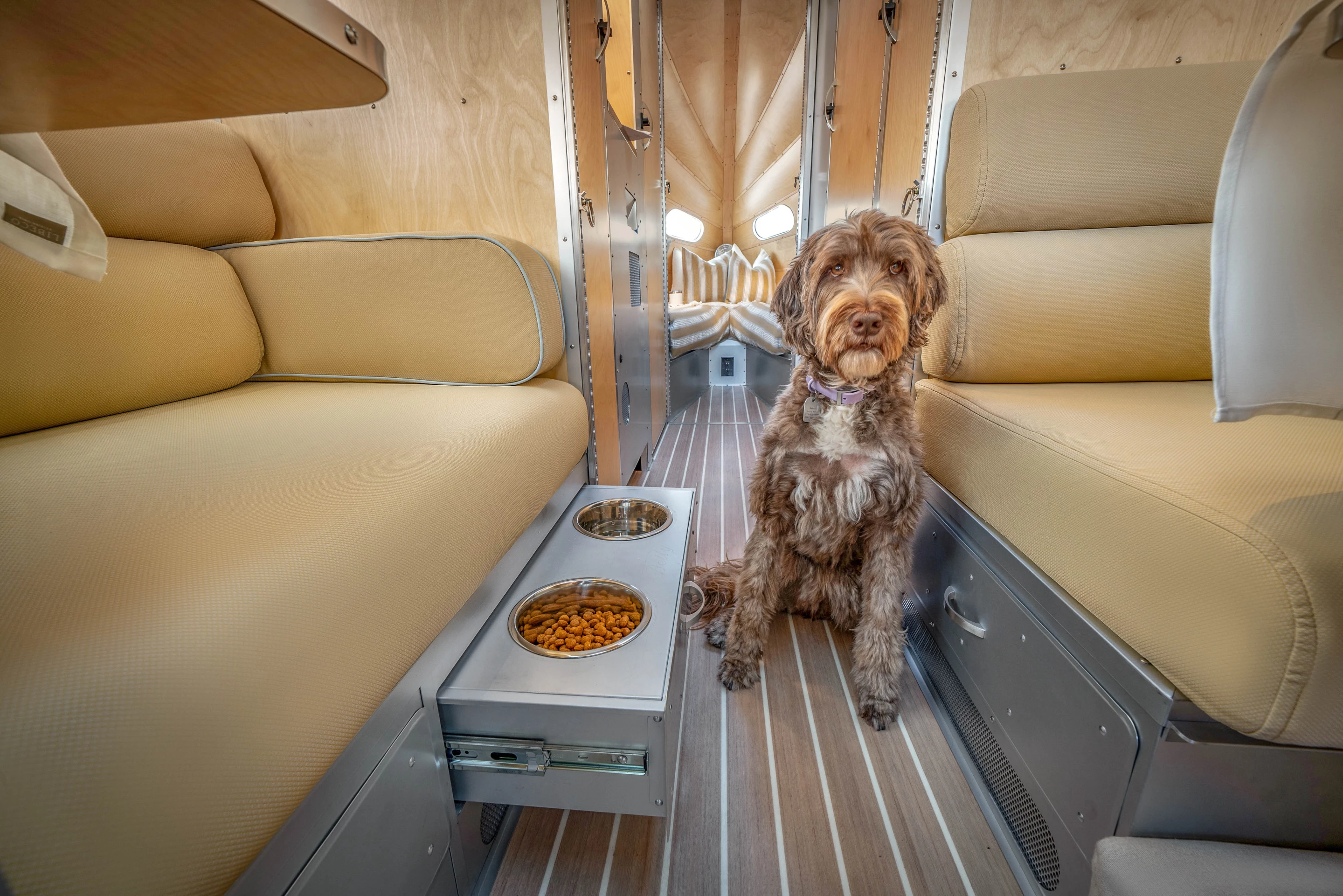 One of the new tricks on the Terra Firma, the slide-out dog bowl drawer makes it easier and neater to feed the pet