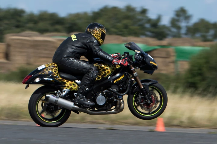 Gary Rothwell from Liverpool during a run at the Motorcycle World Wheelie Championship
