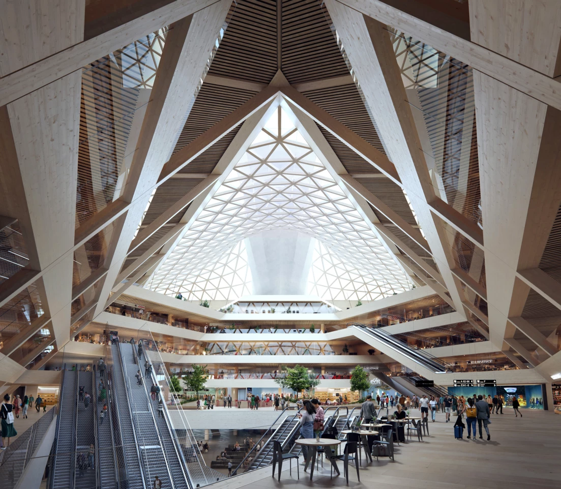 Zurich Airport - Dock A's large skylight will maximize daylight inside and is also meant to serve as a navigation tool