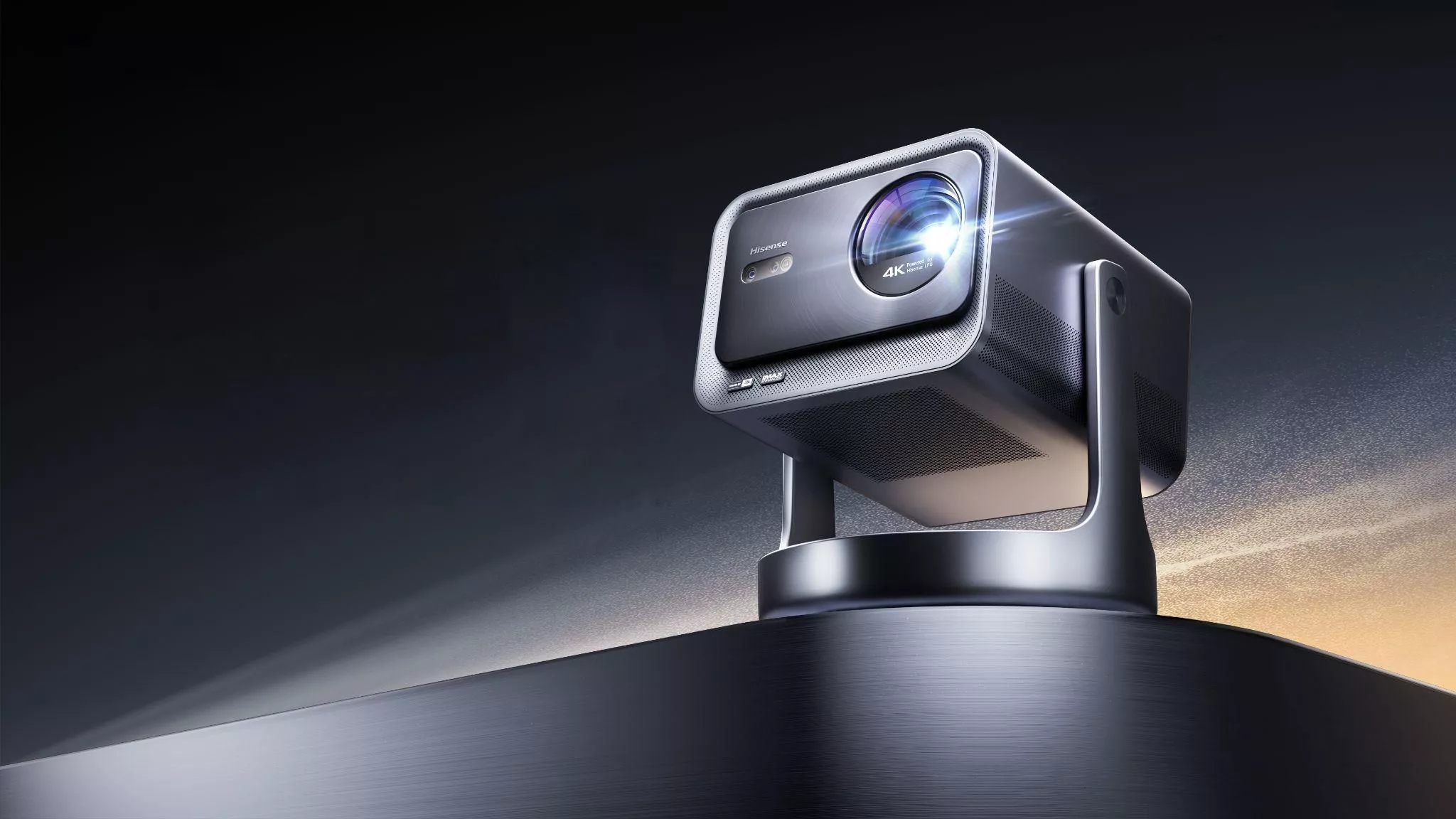 The C2 Series mini projectors each sit on a gimbal stand