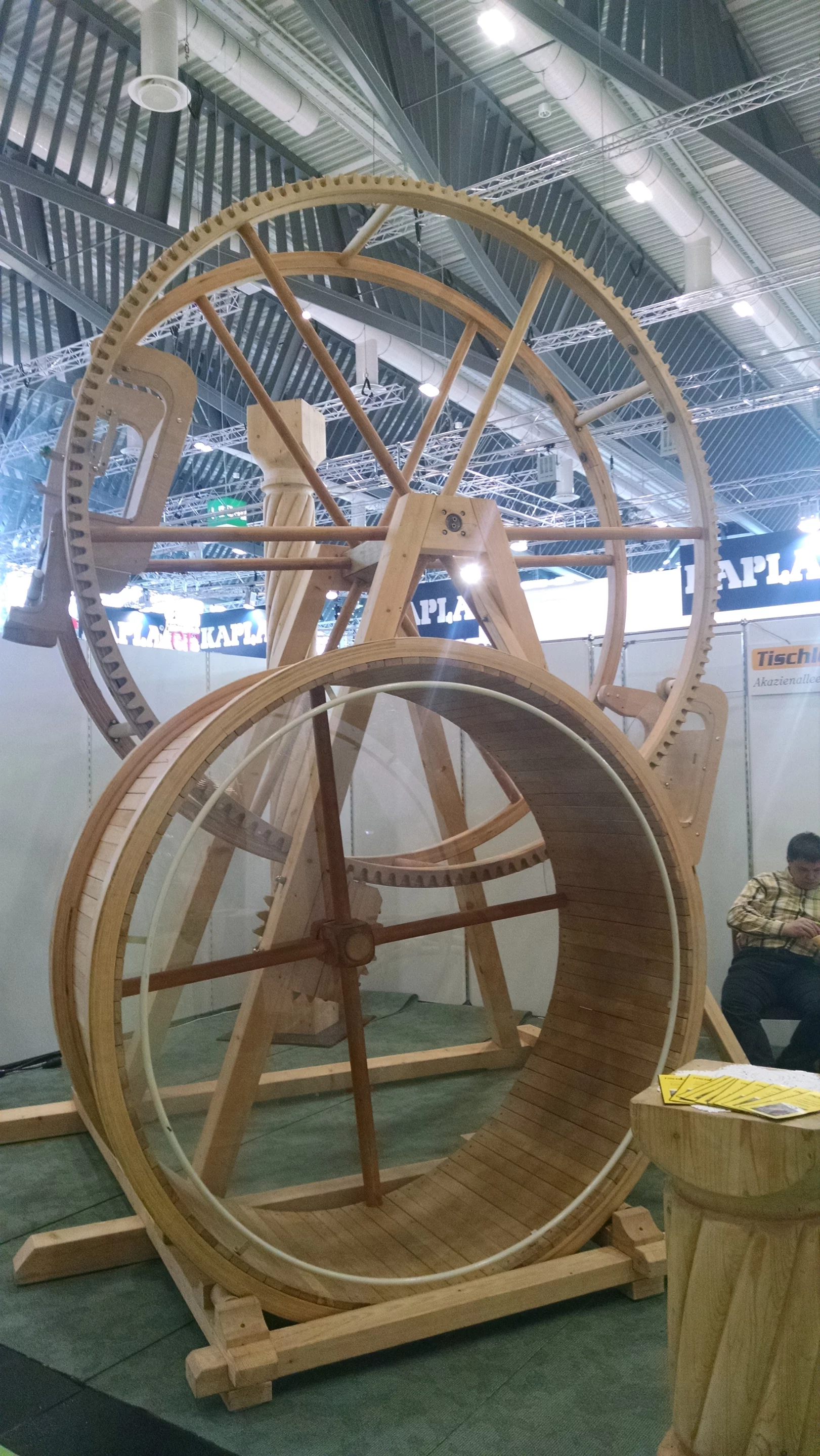 This contraption from Germany's Bareinz TischLerei Bau und Mobel Schlosserei is part hamster wheel, part ferris wheel (Photo: C.C. Weiss/Gizmag)