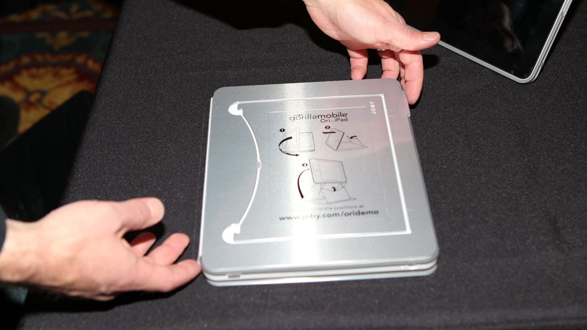 Protecting an iPad as CES, the fiendishly clever Joby Ori iPad stand