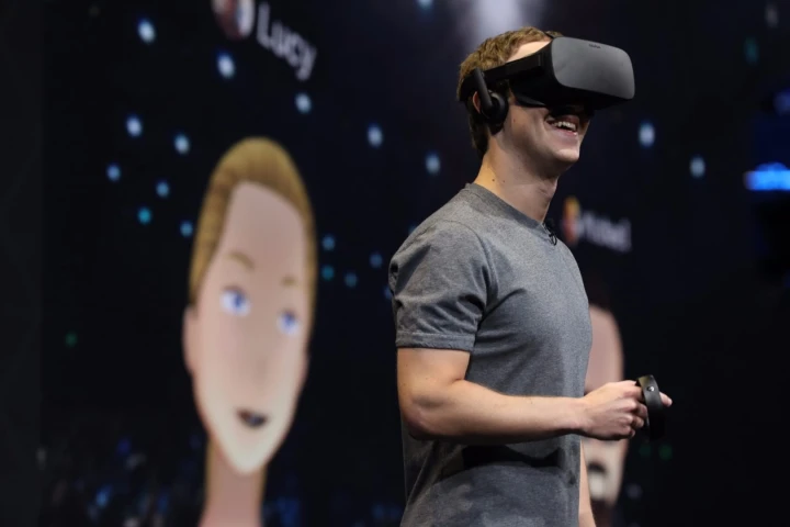 Facebook CEO Mark Zuckerberg, showing off the Oculus Rift in October