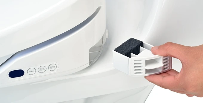 The Brondell Swash 1400 features a carbon deodorizer to capture odors before they escape into the bathroom