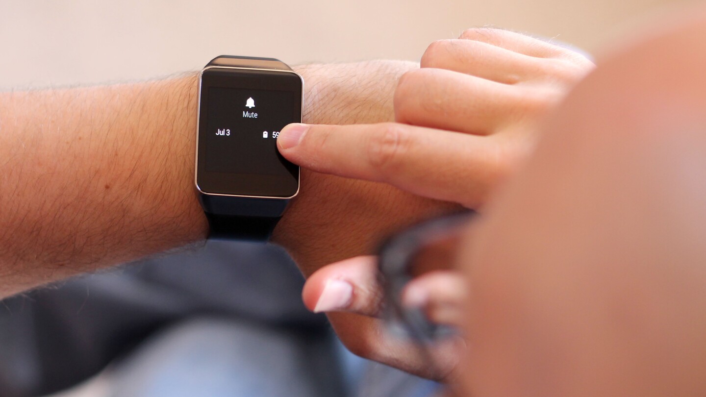 You can swipe down from the top of the screen to mute/unmute your Anrdoid Wear watch