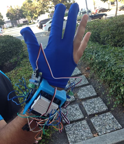To make the Glove Tricorder, the team fitted a partial glove with sensors for detecting vibrations, sound, temperature, force, and movement