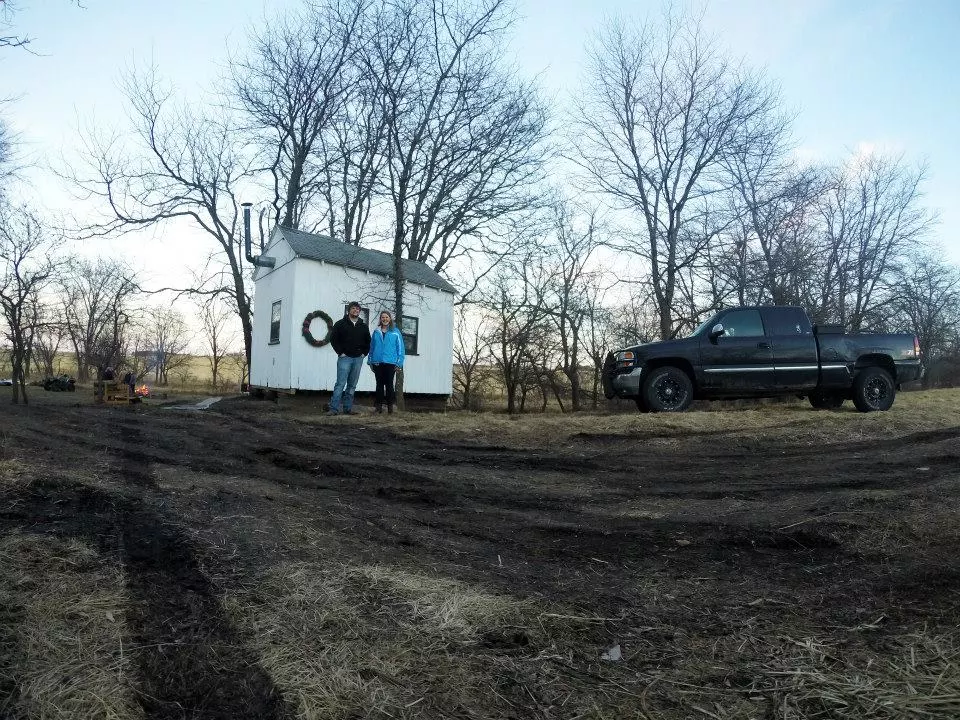To transform the run-down old shed into a tiny home, the pair sourced unwanted lumber, insulation, and furniture from local buildings in the process of being demolished (Photo: Central College)