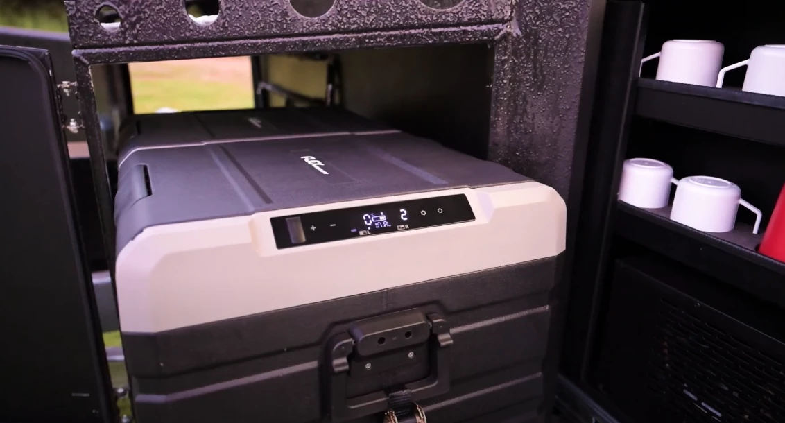 The nose box houses slide-out fridge/freezers up to 100 L in size