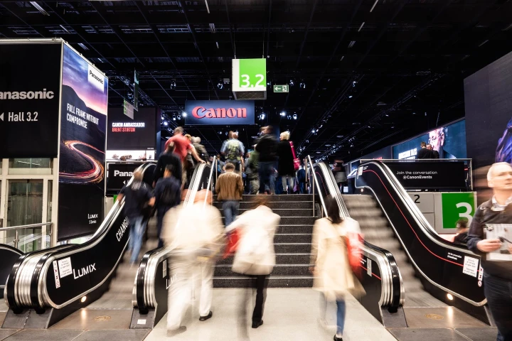 Canon's giant display is close to the start of the winding Photokina expo