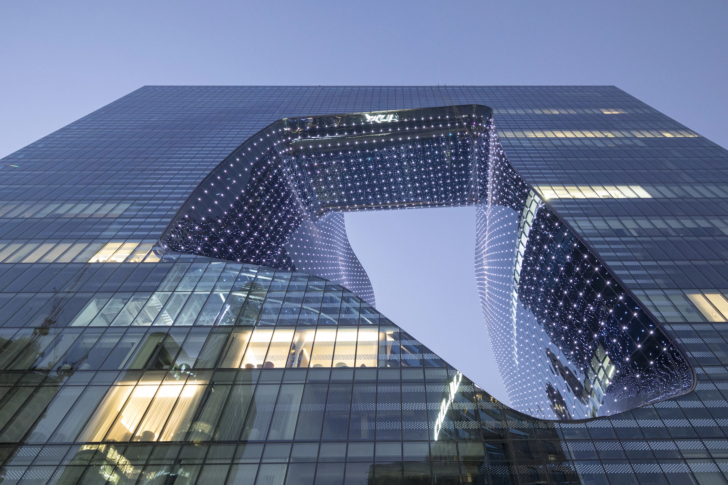 The central void that defines the Opus is eight stories tall