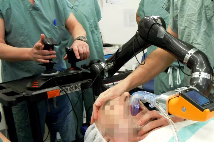 A robotic intubation system that inserts endotracheal tubes in patients is being tested on human subjects(Photos courtesy McGill University Health Centre)