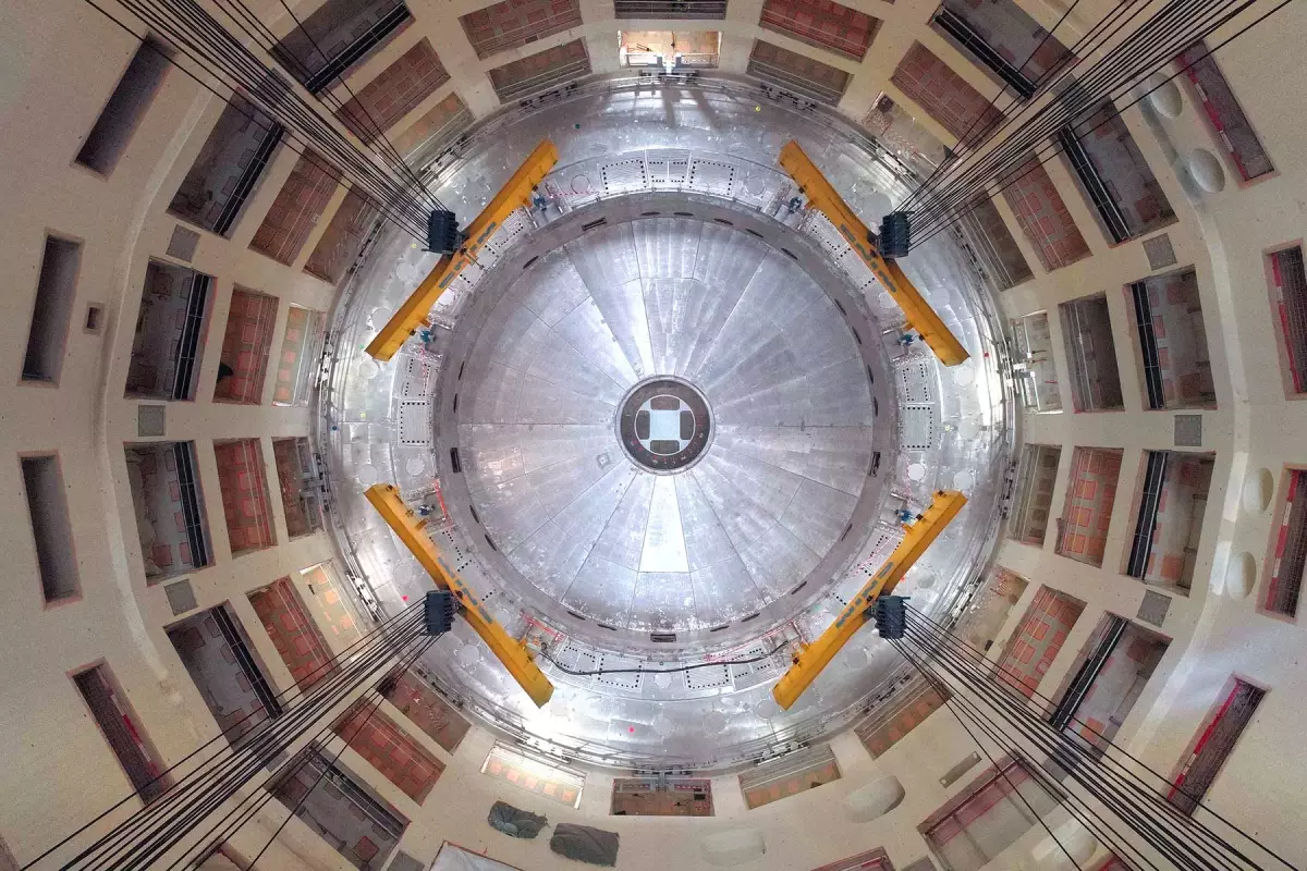 A look inside the pit of the ITER tokamak reactor, which will become the world's largest nuclear fusion device upon completion