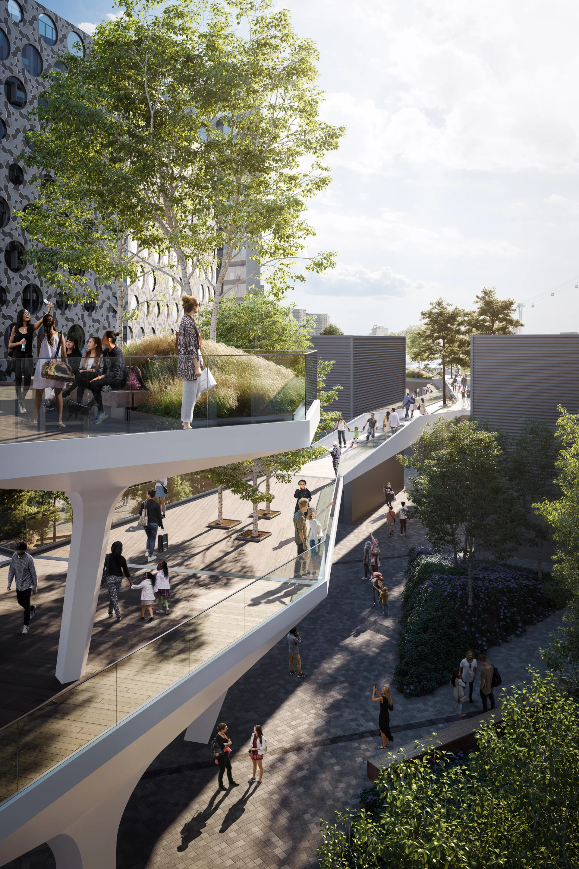 The Tide, designed by Diller Scofidio + Renfro in collaboration with Neiheiser Argyros, will comprise a 5 km (3.1 mile)-long network of public spaces and gardens in Greenwich Peninsula