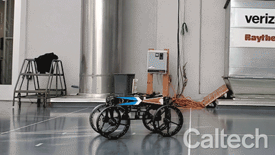 M4 transforms into its standing mode, using two propellers to balance itself on two wheels
