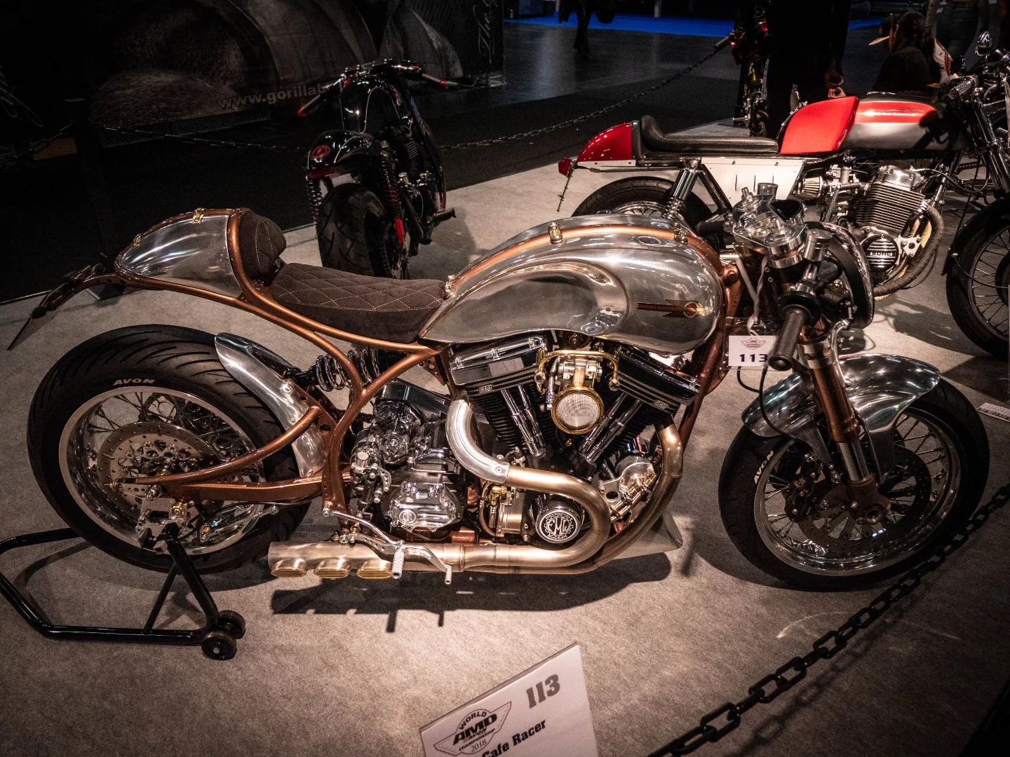 Italian operation FMW Motorcycles spent five months on this, the Hurakan. It uses an S&S Superstock engine, with a handmade frame, swingarm and a cute triple-exit exhaust