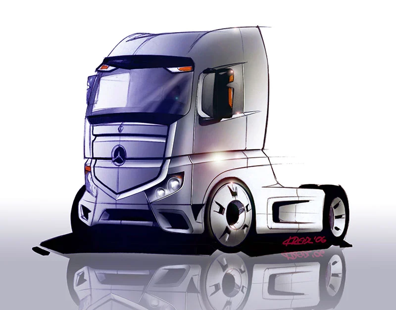 Mercedes Actros tractor initial concept sketch
