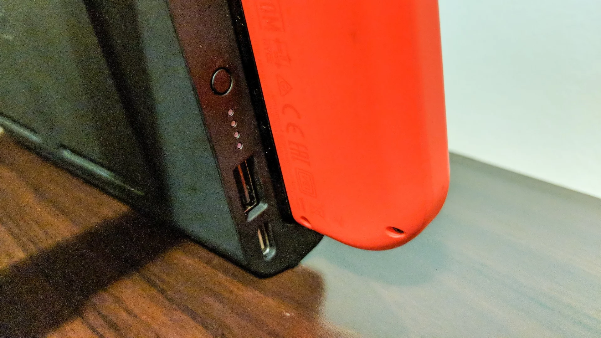 The SwitchCharge can be recharged through a USB-C port, and can also top up phones through the USB port