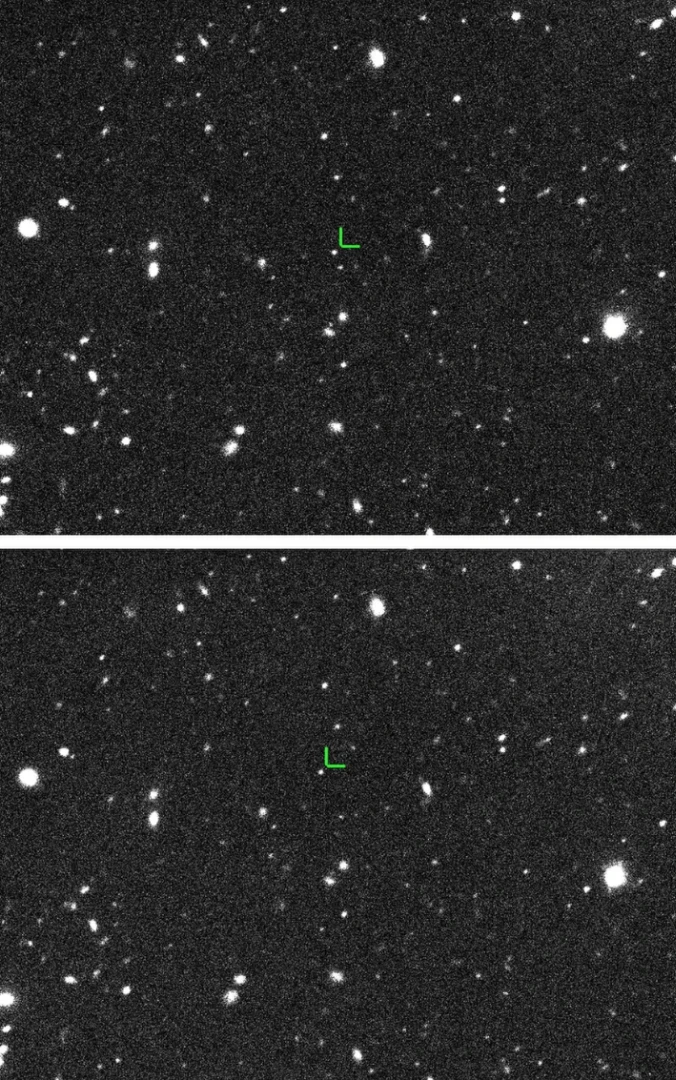 These images, taken 3 hours apart, show the very slight movement of The Goblin (indicated by the green marks)