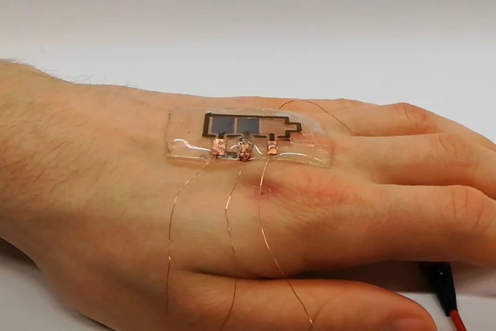 The display could be applied to human skin, or used in food packaging