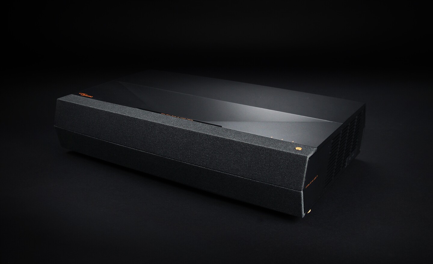 The Optoma P1 Smart 4K UHD Laser Cinema projector's NuForce soundbar is made up of individual woofers and aluminum full-range drivers housed in isolated speaker enclosures