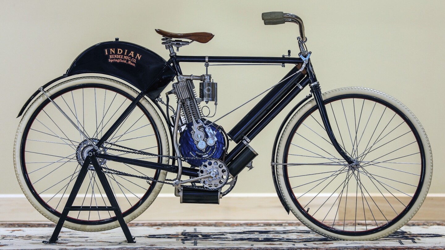 Part of the Allen Smith Collection, this 1903 Indian "Camelback" Single was restored almost a decade ago, subsequently scoring 99.75 (of a possible 100) points at the 2009 Antique Motorcycle Club of America Nationals, and has been a museum exhibit since then. The bike was offered without reserve, and sold for $68,750 against an estimate of $125,000 to $175,000. Someone got a bargain.. Official Auction Description